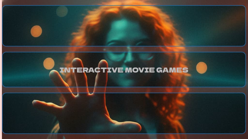 A phone held in the dark, mid-scene, a choice prompt glowing over a live-action film