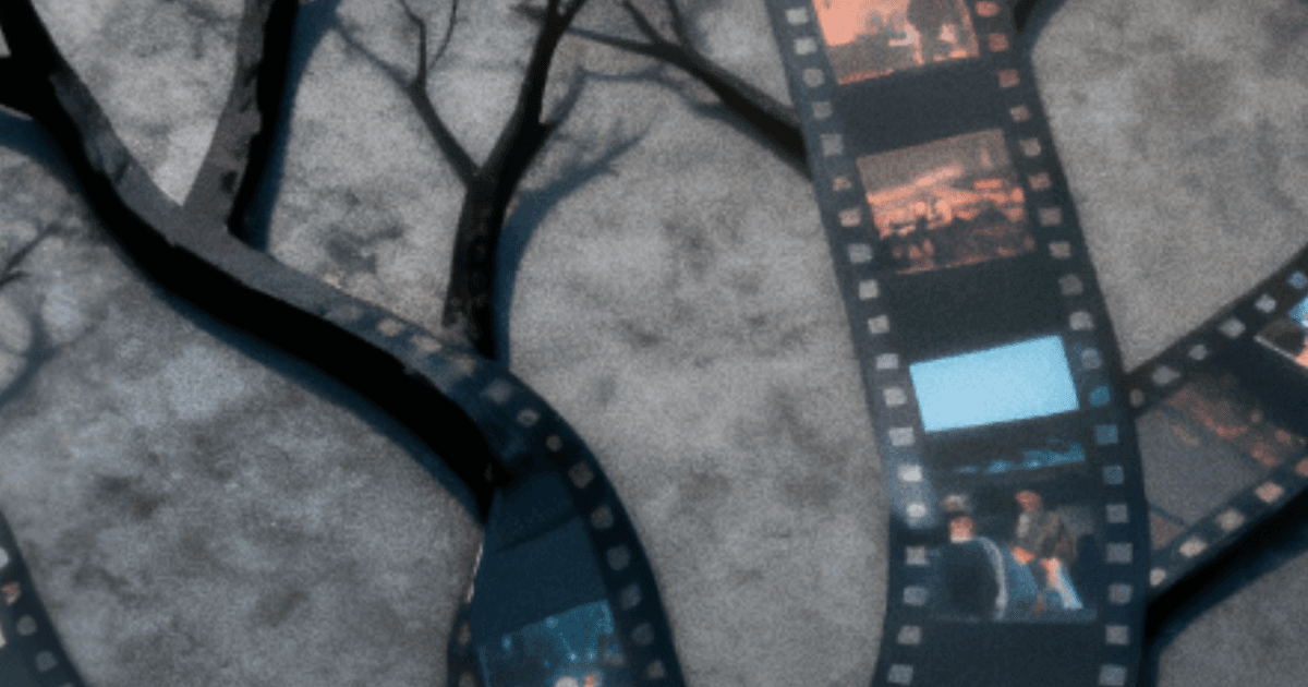 Film strips branching like tree limbs, the visual language of interactive film on Treezy Play