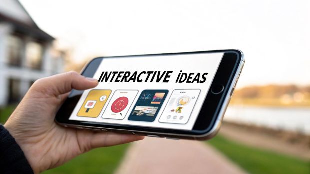 Hand holding smartphone displaying ideas